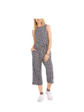 TOMMY HILFIGER NEW Women's Printed Belted Jersey Cropped Jumpsuit 14